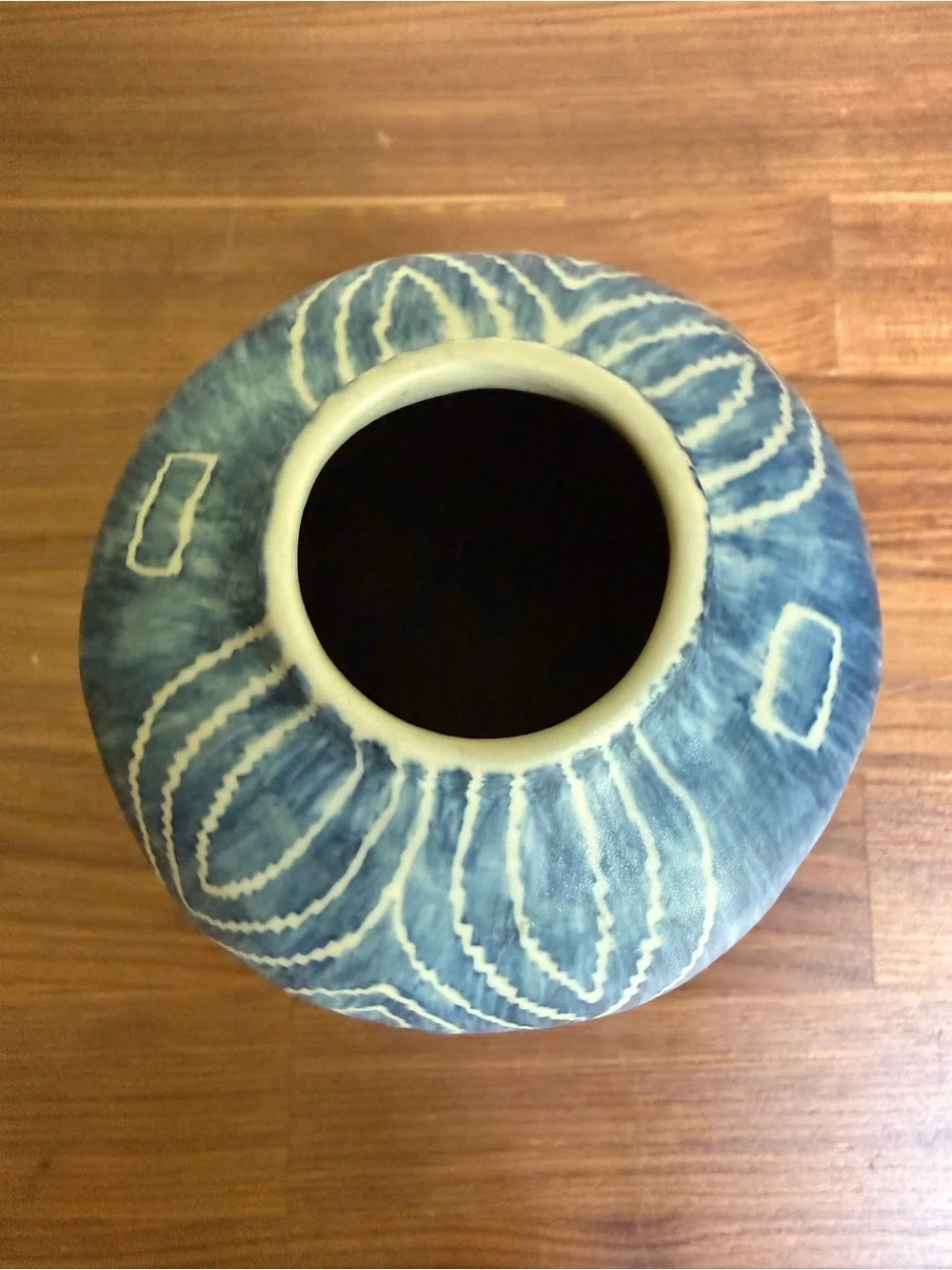 Handmade Blue And White Boho Coastal Ceramic Vase Made in Thailand
